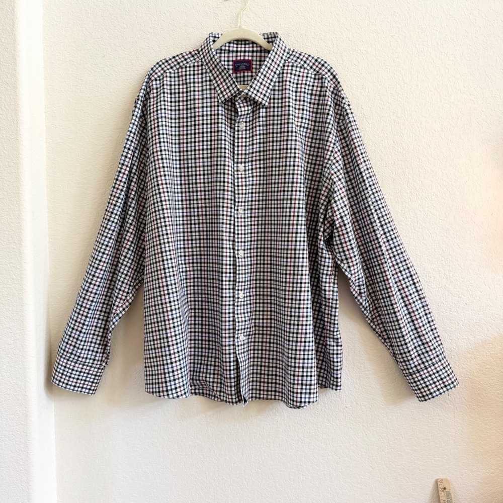 UNTUCKit Terravant WF Plaid Button Down Shirt Mens XXXLC Black Wrinkle Free